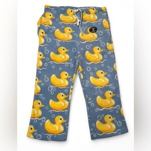 Duck Print Kids Grandma Pants Pajamas - Blue and Yellow